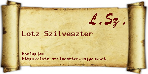 Lotz Szilveszter névjegykártya